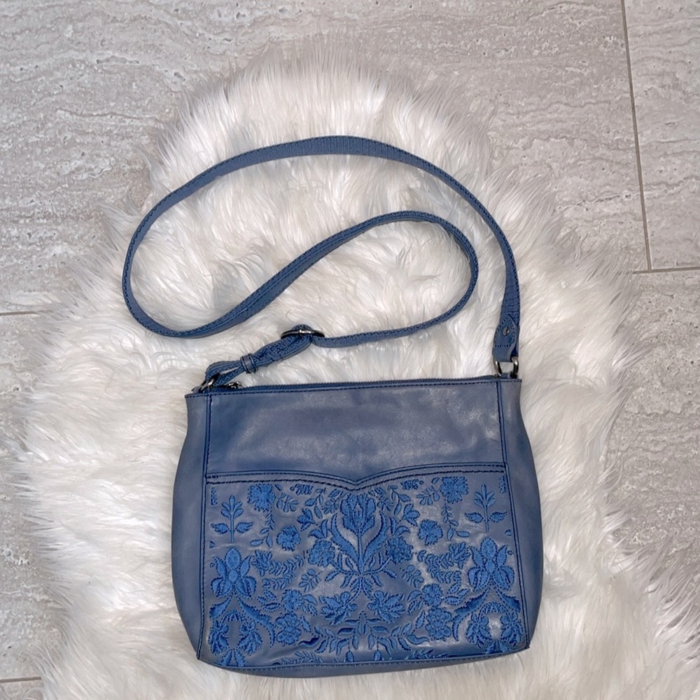 Blue Embroidered Crossbody Bag